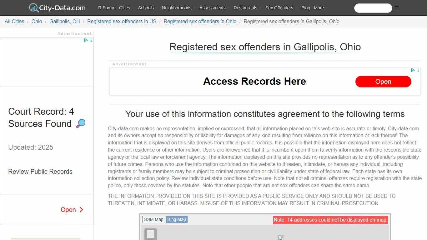 Registered sex offenders in Gallipolis, Ohio - crimes listed, registry-based, living in this city