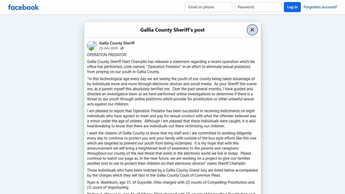 OPERATION PREDATOR Gallia County... - Gallia County Sheriff Facebook